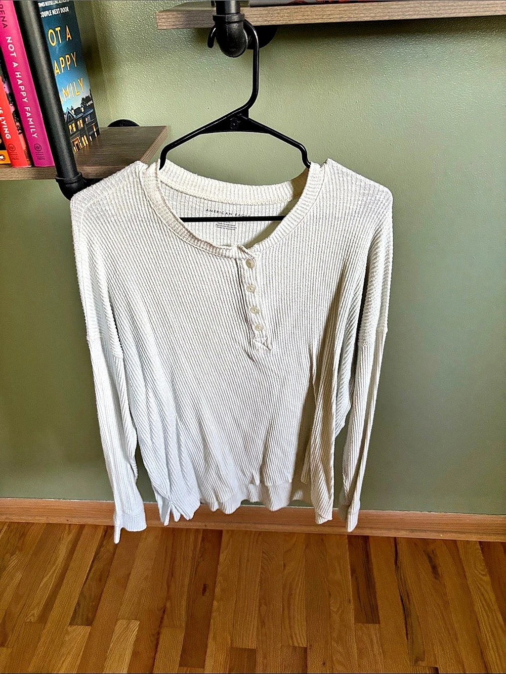 American Eagle AE Waffle Long-Sleeve Henley Tee